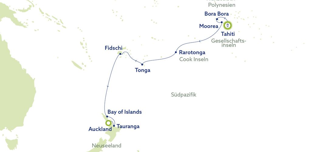 Kreuzfahrt Vasco da Gama - Route - Tahiti
