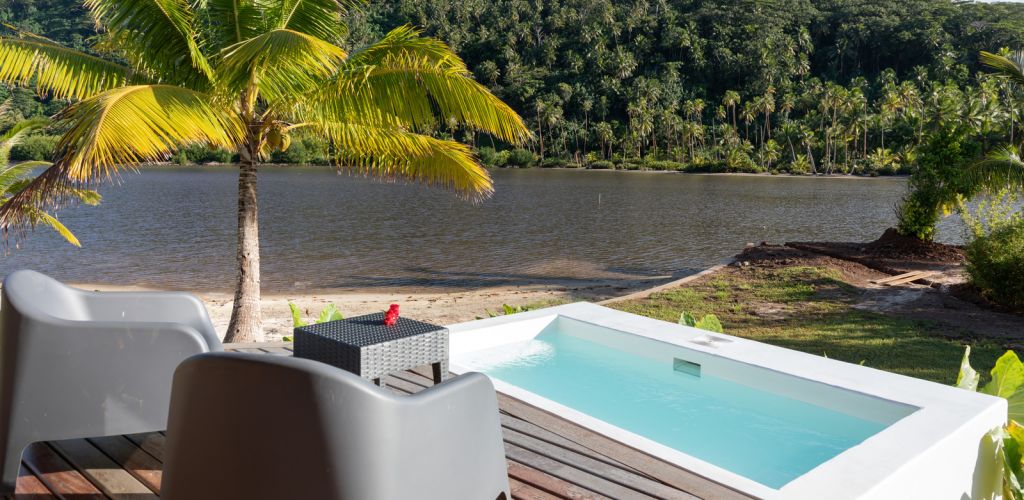 Pension Anavai Lodge Taha'a - Terrasse mit Pool - Tahiti