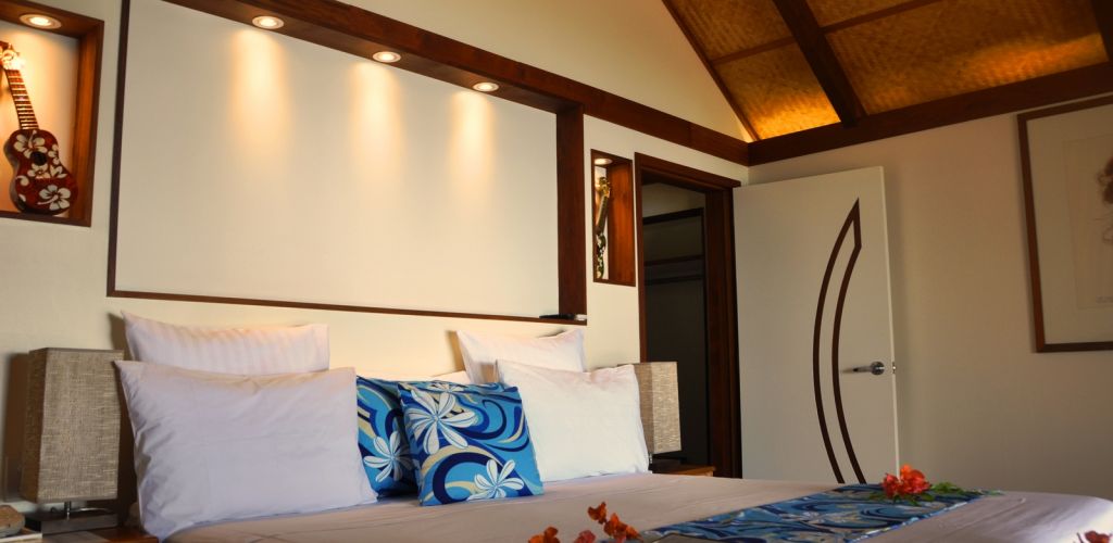 Hotel Tamanu Beach Resort Aitutaki - Schlafzimmer Strandbungalow - Cook Inseln